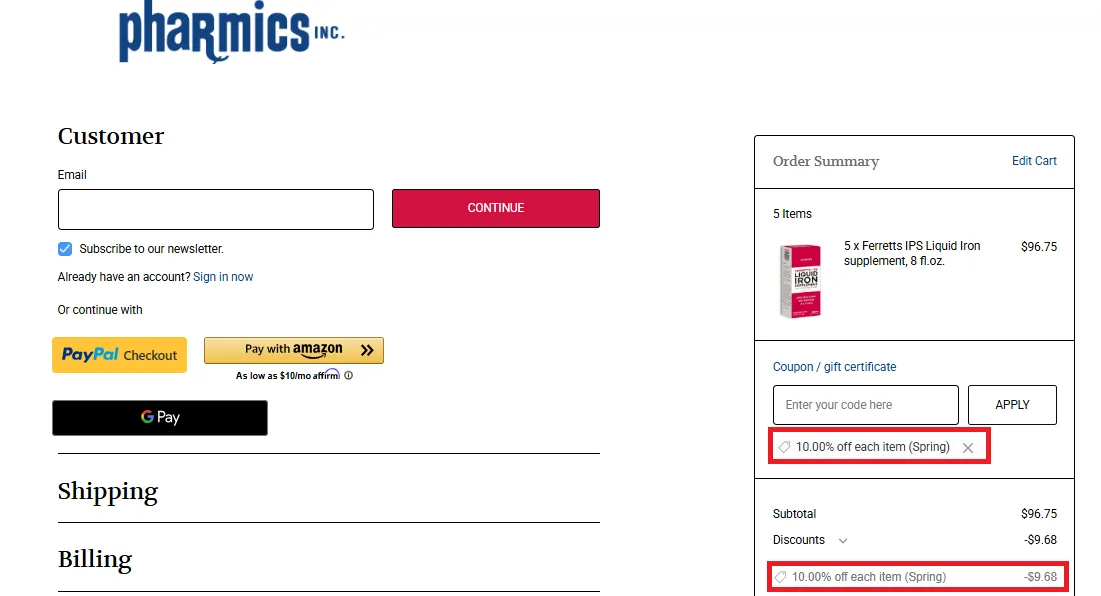Pharmicsvitamins 10% off